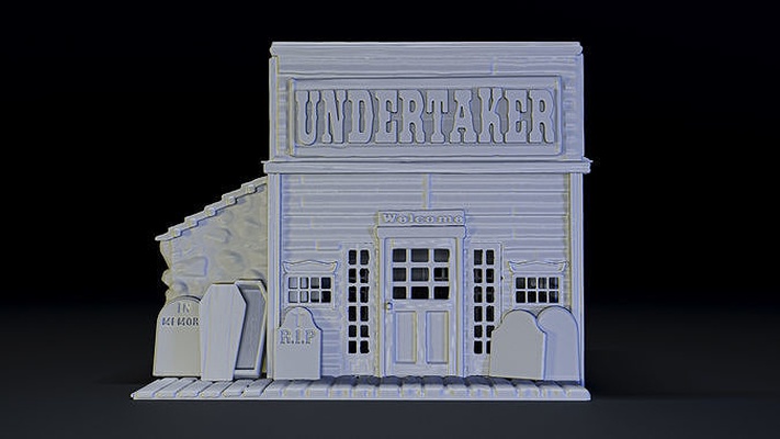 funerarias antiguo oeste edificio exterior 3dprinting abandonado 3dmodelsfor3dprinting juegos 3dmodels enterrador casa 3d print model - Mito3D