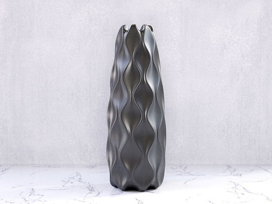 gewellt vase wellig kurvig pflanze topf blume blumen innere minimal minimalistisch elegant dekorativ geometrisch zuhause haus modern möbel architektur vasen dekor 3d print model - Mito3D