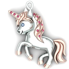 unicornio colgante pendiente oro anillo diamante joyería joya plata imprimible compromiso moda belleza anillos collar caballo colgantes 3d print model - Mito3D