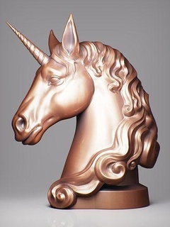 unicorno testa bronzo Magia animali gioielleria natura corno cavallo sollievo bas medaglione collana arte sculture 3d print model - Mito3D