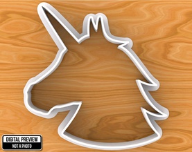 unicorn head cookie cutter baking fondant baby shower fairy horse fim mistery magic fly house kitchen dining 3d print model - Mito3D