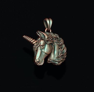 unicorn pendant magic jewelry jewellery horn horse relief bas necklace art animal fantasy silver medalion magician pegasus pony rainbow game character pendants 3d print model - Mito3D