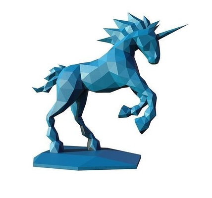 unicorno poli pepakura cavallo mitologico creatura giocattolo origami geometrico figura corno contemporaneo statua scultura progettista arte creatività forma splendente sculture 3d print model - Mito3D