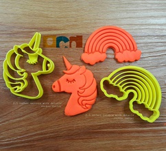 unicorn rainbow cookie cutter set stl file biscuit cutting sweet cake fondant sugar royal icing dessert house kitchen dining 3d print model - Mito3D
