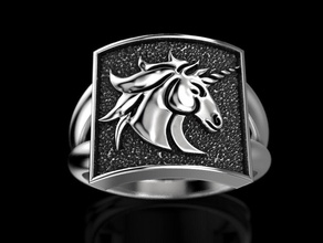 unicornio anillo la joyería impresión 3dprinted imprimible los anillos diseño joya de oro moda printabl otros creación prototipos plata caballo 3d print model - Mito3D