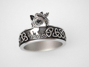 unicornio anillo réplica místico mítico magia milagroso criaturas joyería joya anillos foto plata 3d print model - Mito3D