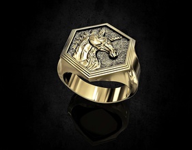 unicorn ring jewelry ring 3d printable stl jewelry rings gold silver platinum sterling fashion men animal horse unicorn fantasy fiction fantasy fictional creature relief horn