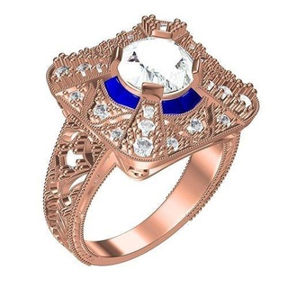 unique art deco diamond engagement ring jewelry gold printable jewel gem platinum 3d cad design customize sith wedding rings 3d print model - Mito3D