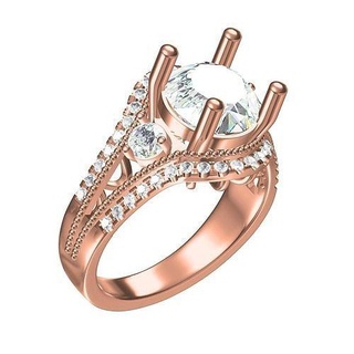 unique art déco rond diamant moissanite engagement bague belle bijoux bande ancien anneaux 3d goujat conception imprimable Personnaliser 3d print model - Mito3D