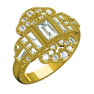 einzigartig Kunst Deko Stil Engagement Ring 02 Diamant Gold Schmuck Hochzeit 3d cad Design Silber anpassen druckbar Mode Ringe 3d print model - Mito3D