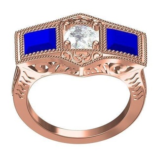 único Arte deco estilo compromiso anillo 03 diamante 3d canalla diseño joyería oro imprimible joya personalizar plata anillos 3d print model - Mito3D
