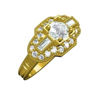 unique art déco style engagement bague goujat Personnaliser conception diamant gemme or bijoux imprimable argent femmes mariage 3d mode anneaux 3d print model - Mito3D