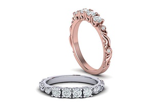 einzigartige band ring-3d-Modell-art-nouveau-Stil Schmuck Jahrestag ring 3dmodel bedruckbar ist usa Kanada 3d-ring israel engagement Hochzeit set 4stones Ringe Diamant-ring Jubiläum gold 3dprinting Australien einzigartigen art nouveau band-ring 3d print model - Mito3D