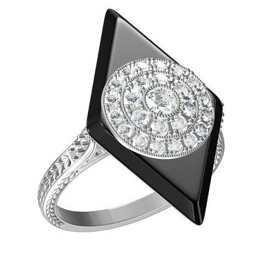 único negro ónix roca arte deco anillo joyería joya oro plata platino precioso imprimible 3d canalla diseño personalizar boda anillos 3d print model - Mito3D