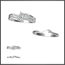 einzigartige Braut-set Ringe-Typen Schmuck Dateien solid gold ring art-Déco-ring minimalistischen vintage-ring eleganter best bridal set benutzerdefinierte günstige Ringe 3d print model - Mito3D