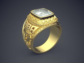 design unico spessa testurizzata maschile anello di diamanti gioielli oro gioiello anelli matrimonio fidanzamento diamante brillante cad gemma disco platino stampabile argento dettaglio il 3d print model - Mito3D