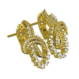 unique designer latch back earring gold jewelry gem precious diamond jewel silver printable 3d cad design customize stud omega earrings 3d print model - Mito3D
