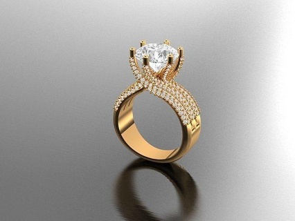 einzigartig Diamant Ring Schmuck Gold Engagement Hochzeit druckbar Juwel Mode Silber cad Ringe 3d print model - Mito3D