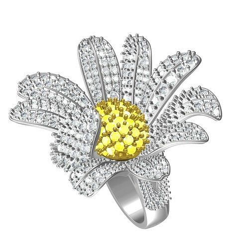 único flor diseño cóctel anillo joyería joya precioso platino oro imprimible plata diamante 3d canalla personalizar Boda anillos 3D print model - Mito3D