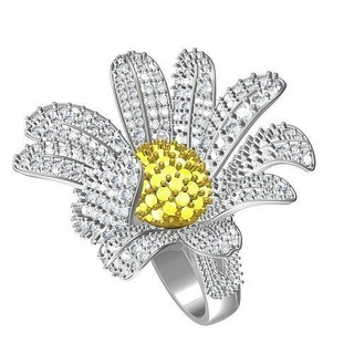 unique flower design cocktail ring jewelry gem precious platinum gold printable silver diamond jewel 3d cad customize wedding rings 3d print model - Mito3D