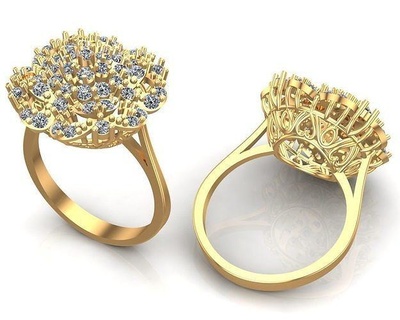 unique gold diamonds ring jewelry printable rings diamond platinum silver gem engagement jewel fashion design jewellery cad 3d print model - Mito3D
