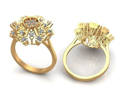 unique gold diamonds ring jewelry printable rings diamond platinum silver gem engagement jewel fashion design jewellery cad 3d print model - Mito3D