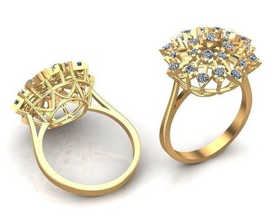 unique or diamants bague bijoux anneaux imprimable argent diamant mariage bijou engagement brillant mode gemme conception 3d print model - Mito3D