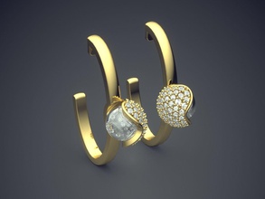 einzigartige, luxuriöse, texturierte Ohrringe Diamanten Schmuck Juwel Ohrring diamond genial cad gem Platin bedruckbar ist Silber gold detail design 3d print model - Mito3D