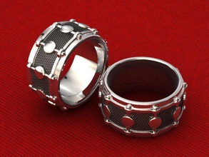 unique snare drum ring 2 jewelry gold silver printable jewel jewellery sterling fashion man platinum rings 3d print model - Mito3D