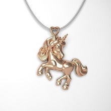 unique unicorn pendant model jewelry necklace silver gold horse printable sterling 3d stl rosegold whitegold shining precious fashion pendants 3d print model - Mito3D