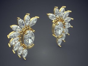 único alas en forma de aretes diamantes la joyería joya arete el diamante brillante cad gem platino imprimible plata oro detalle diseño 3d print model - Mito3D