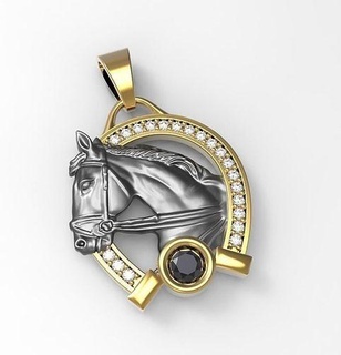unisexe cheval pendentif or gemme bijoux imprimable argent conception biologique moule mode brillant belle colliers 3d print model - Mito3D