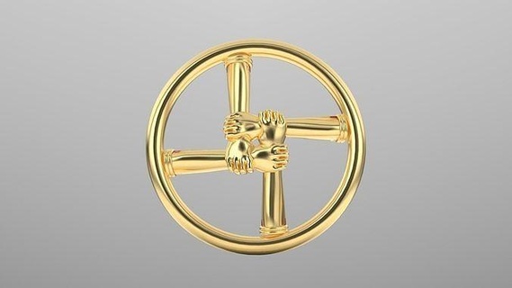 unité main pendentif roue rond laiton symbole bijou bijoux forme vitré tenir espérer or imprimable diamant mode 3dprintable pendentifs 3d print model - Mito3D