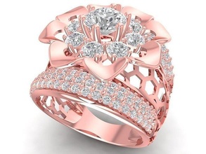 untra vision diamant damen blume ring 2759 schmuck mode zubehör gold frau frauen design ringe 3d print model - Mito3D