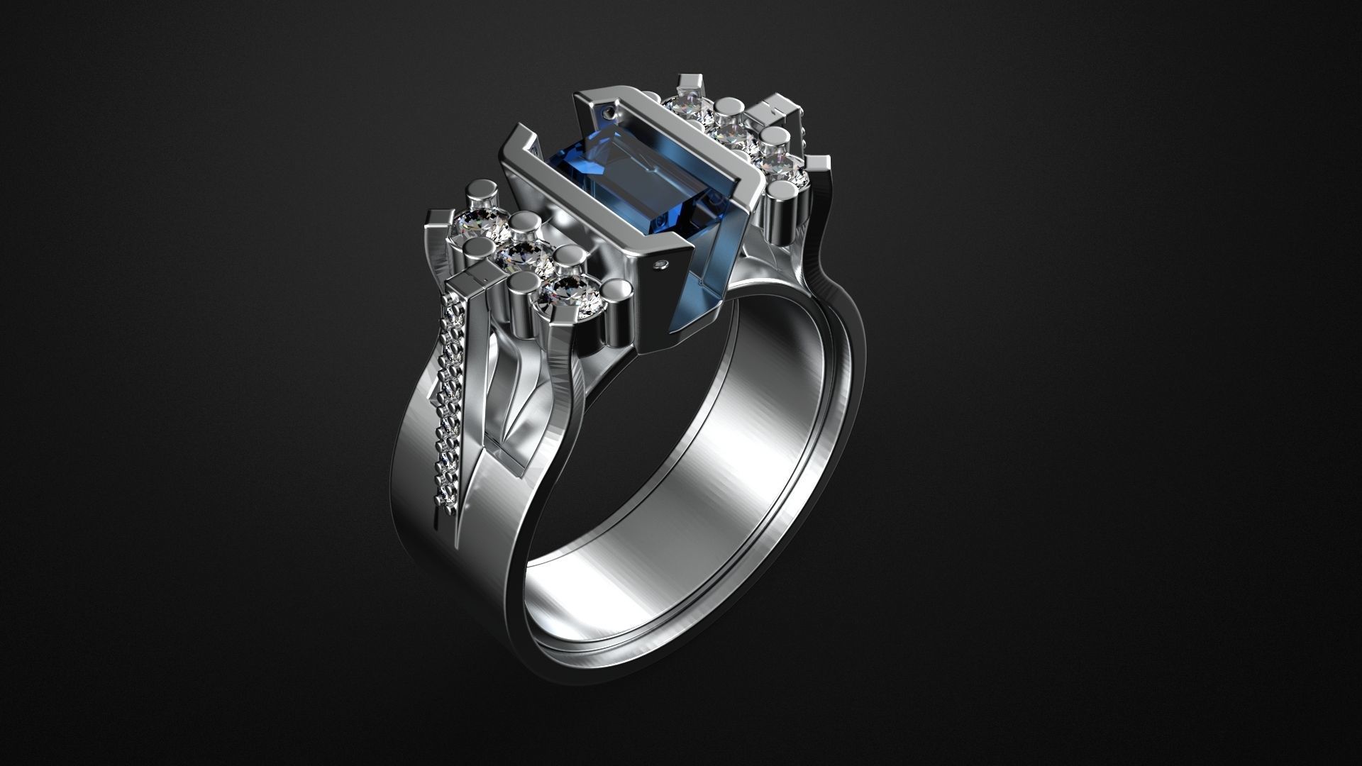 insolito squillare gioielleria anelli calcolo gemma diamante oro argento zaffiro rubino 3D print model - Mito3D
