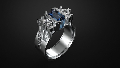 raro anillo joyería joya anillos Roca diamante oro plata zafiro rubí 3d print model - Mito3D