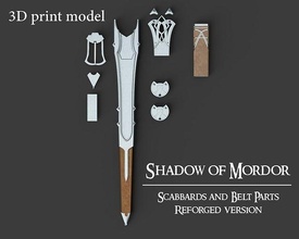 urfael acharn scabbards reforged - shadow of mordor scabbard sword dagger talion lord rings fantasy cosplay costume games toys 3d print model - Mito3D