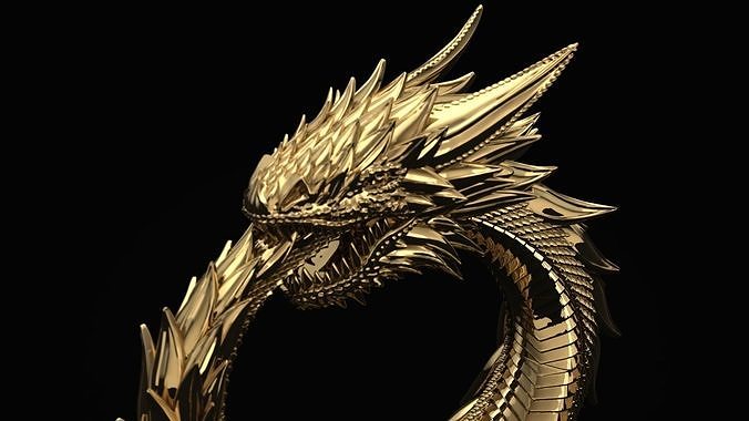 uroboros dragon eating tail pendant fantasy jewelry snake ouroboros jewellery printable pendants silver dragons head medallion jeweller jewel gold ring 3D print model - Mito3D