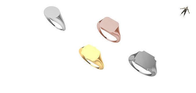 us 1 13 Größen Rechteck Signet Ring stl verifiziert Schmuck Mode stilvoll Prototyp druckbar Gold 3d cad Engagement Diamant Silber Ringe 3d print model - Mito3D