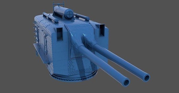 us 6inch 53cal gemelo torreta omaha marina guerra armada buque acorazado arma uss ww2 guerra mundial artillería pasatiempo bricolaje diy 3d print model - Mito3D