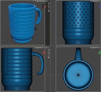 us flag mug blunt cylindrical handle raised american star cup relyef house kitchen dining 3d print model - Mito3D