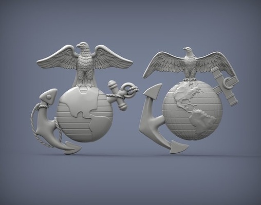 us marinho corpo globo âncora insígnia conjunto medalha recompensa fuzileiros navais força exército guerra eua soldado decoração honra marcas excelência militares troféu distintivo uniforme esculturas arte 3d print model - Mito3D