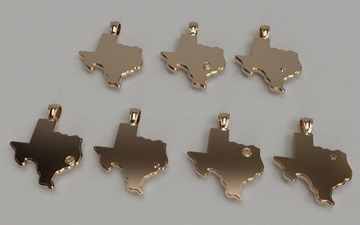us state flag pendants - texas pendant jewelry silver printable states charm 3d print model - Mito3D