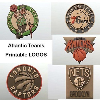 EUA atlântico basquetebol times imprimível logotipos logotipo esporte raptores toronto Filadélfia 76ers knicks ny Iorque brooklyn redes celtas boston arte 3d print model - Mito3D