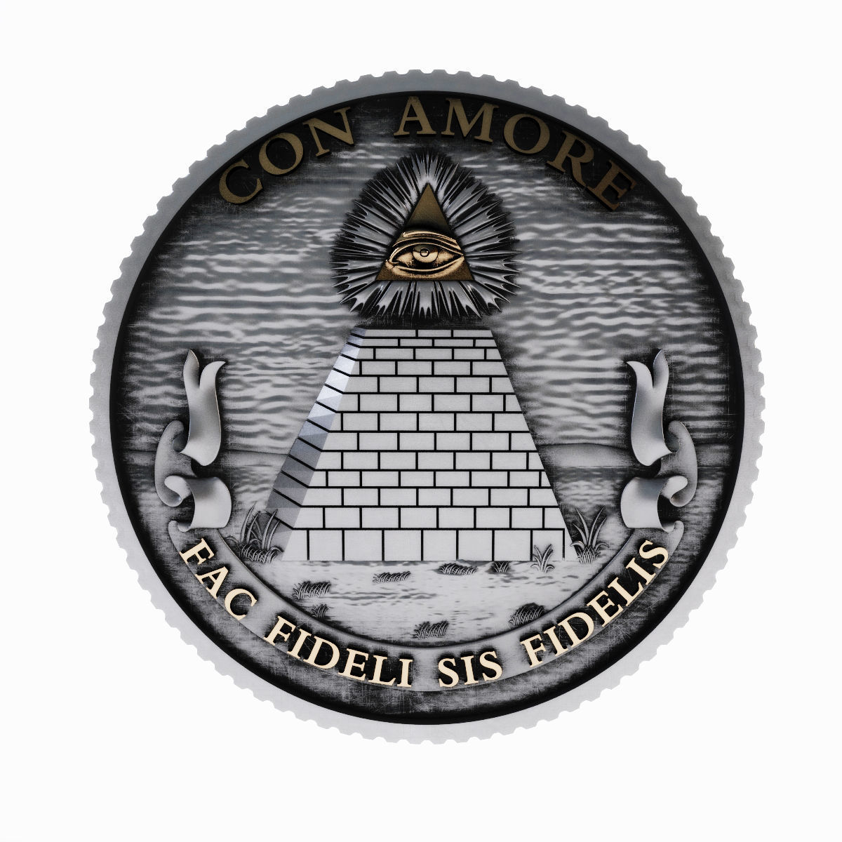 ABD büyük mührü ters sanat fiyaka sembol Amerika para dolar bill mason illuminati göz providence Tanrı piramit kurdele sipariş Üçgen nakit fideli diğer 3D print model - Mito3D