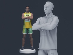 usain bolt 3d printable sport statue athletics goat miniatures figures figurine character man human record olympic champions art sculptures 3d print model - Mito3D