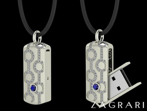 lecteur flash usb pendentif clé de la chaîne bijoux or luxe marque d'argent un trousseau clés cadeau l'entreprise matériel informatique imprimable pendentifs 3d print model - Mito3D