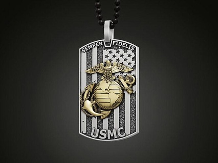 usmc colgante pendiente estrellas rayas bandera Estados Unidos militar Ejército joyería joya infantería marina águila anillos 3d print model - Mito3D