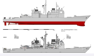 usn cg 47 ticonderoga class guiado míssil cruzador navio guerra militares destruidor marinha estados unidos jogos brinquedos 3d print model - Mito3D