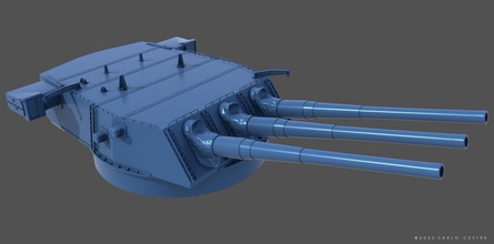 uss iowa 16-50 mark 7 turret - 1-72 scale ww2 wwii military weapon diorama hobby model diy battleship navy 3d print model - Mito3D